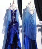 Elegant Mermaid Spaghetti Straps Royal Blue Velvet Long Prom Dresses Formal Dress Party Outfits Prom Gown HZ0311
