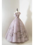 Unique Ball Gown Strapless Lilac Tulle With Multi Layered Long Prom Quinceanera Dresses Sweet 15 16 Birthday Gown HZ0311