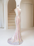 Glitter Mermaid Sweetheart With Straps Sequin Long Prom Dresses Formal Gowns Inspo Evening Outfit HZ0311