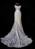 Chic Long Wedding Dresses White Mermaid Strapless Lace Long Wedding Dress For Brides Fitted With Train Bridal Gowns HZ0311