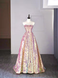 New Ball Gown Strapless Sequins Short Sleeves Long Prom Dresses For High School Teens Girls Formal Bridesmaid Dress HZ0311