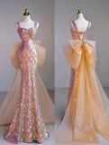 Sparkly Mermaid Sweetheart Sequins With Bow-knot Formal Gowns Evening Maxi Prom Dress Aesthetic For Women Party Outfits HZ0311