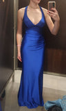 Modest Night Aesthetic Mermaid Spaghetti Straps Royal Blue Backless Slit College Formal Outfit Long Prom Graduation Dresses For Teens HZ0311