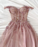 Classy A Line Off The Shoulder Pink Prom Dresses Inspo For Teens Formal Dress Party Outfits Prom Gowns HZ0311