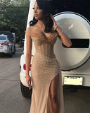 Modest Mermaid Sweetheart Champagne Split Prom Dresses Inspo For Teens Formal Dress Party Outfits Prom Gowns HZ0311