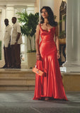 Elegant Mermaid Cowl Neck Satin Red Long Formal Prom Evening Dress Dinner Outfits Party Gowns HZ0311