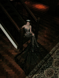 Sparkly Mermaid High Neck Black Sequin With Beads Gem Long Prom Dresses 20th Birthday Outfits HZ0311