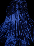 Vintage Ball Gown Strapless Navy Blue Satin Long Prom Dresses Senior Graduation Dance Evening Outfits HZ0311