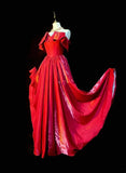 Vintage A Line Strapless Red Satin Senior Prom Dresses High School Long Formal Dress HZ0311