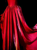 Vintage A Line Strapless Red Satin Senior Prom Dresses High School Long Formal Dress HZ0311