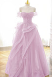 Elegant Sage Green Tulle Lace Prom Dress Off The Shoulder Long Evening Party Dress Prom Gowns HZ0311