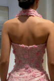 Modest Mermaid Halter Red Slit Lace Long Formal Prom Evening Dress Dinner Outfits Party Gowns For Teens Girls HZ0311