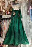 Vintage Ball Gown Square Neck Green Long Prom Dresses Party Dress 18th Birthday Outfits Graduation Dress HZ0311