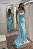 Cute Mermaid Scoop Neck Satin Long Prom Dress For Women HZ0311