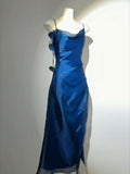 Elegant A line Spaghetti Strap Royal Blue Winter Long Formal Ideas Prom Evening Dress Dinner Outfits Party Gowns For Women HZ0311