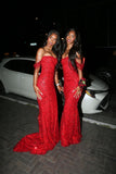 Sparkly Prom Dresses Off The Shoulder Red Sequins Senior Fashion Long Prom Dresses Party Gowns HZ0311