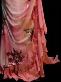 Vintage Mermaid Spaghetti Straps Floral Chiffon With Beadings Floor Length Inspiration Long Prom Dresses HZ0311