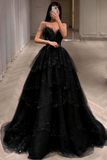 Gorgeous Dusty Blue Sparkly Tulle Beaded Prom Dress Tiered Formal Gown With Rhinestone Party Gowns HZ0311
