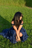 Special Ball Gown Sweetheart Strap Dark Navy Blue Lace With High Slit Sleeveless Long Prom Dresses Inspo Prom Gown HZ0311