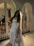 Modest A Line Strapless Sleeveless Pink Satin Prom Dresses Long Party Dress Evening Dresses HZ0311