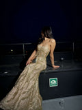 Modest Senior Prom Dresses High Schools Inspiration Mermaid Sweetheart Gold Sequin Semi Formal Grad Long Prom Dress For Teens HZ0311