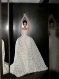 Shimmer Mermaid Square Neck White Lace Wedding Dress With Train Fairytale Brides Gown Wedding Dresses HZ0311