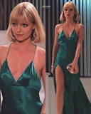 Simple Mermaid Spaghetti Strap Dark Green Slit Long Prom Dresses Senior Graduation Dance Evening Outfits HZ0311