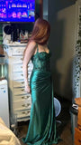 Simple Mermaid Spaghetti Straps Silky Satin Dark Emerald Green Long Prom Dresses Impress 19th Birthday Outfits Party Gown HZ0311