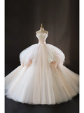 Princess Women's Wedding Dress With Lace for Bride Strapless Brides Dress Ball Gowns HZ0311