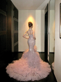 Luxury Mermaid Jewel Neck Pink Tulle With Corset Fitted Back Beaded Bodice Prom Dresses Aesthetic Long Graduation Evening Outfits HZ0311