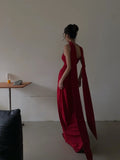 Unique Mermaid Spaghetti Strap Red With Scarf Long Prom Dresses Inspiration 18th Birthday Gowns Formal Evening Dress HZ0311