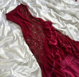 Vintage Mermaid Spaghetti Straps Hot Pink Chiffon For Women Party Dresses Formal Prom Dress Inspo 22th Birthday Gown HZ0311