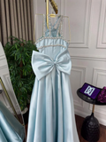 Elegant Baby Blue With Beaded Neck Mermaid Prom Dresses Evening Dress For Women HZ0311