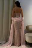 Charming Strapless Sleeveless Long Mermaid Prom Dress With Beading Party Dress For Women HZ0311