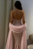 Charming Strapless Sleeveless Long Mermaid Prom Dress With Beading HZ0311