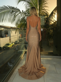 Sexy Prom Dresses Inspiration Mermaid Spaghetti Strap Champagne Semi Formal Party Dress For Teens High Schools HZ0311