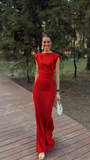 Elegant Mermaid Scoop Neck Burgundy With Sleeves Long Formal Fancy Evening Dress Dinner Outfits Classy Party Gowns HZ0311