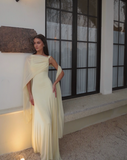 Classy Mermaid Square Neck Slim Yellow Long Formal Fancy Prom Evening Dresses Dinner Outfits Classy Party Gown HZ0311