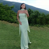 Classy Mermaid Strapless Slim Yellow With Scarf Long Formal Fancy Prom Evening Dresses Dinner Outfits Classy Party Gown HZ0311