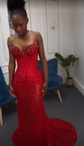 Elegant Mermaid Sweetheart Sequin With Beadings Long Formal Prom Evening Dress Dinner Outfits Party Gowns HZ0311
