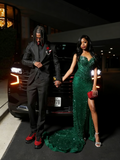 Sexy Special Occasion Dress Mermaid Sweetheart Red Prom Dresses With Split Beads Party Dress Long Evening Dresses HZ0311