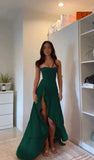 Classy High Low Strapless Grape Satin Slit Prom Dresses Party Dress Long Evening Dresses HZ0311