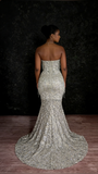 Classy Mermaid Sweetheart Silver Gray Sequins Prom Dresses Party Dress Long Evening Dresses HZ0311