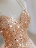 Chic Mermaid Spaghetti Straps Lilac Sequins Long Formal Fancy Prom Evening Dress Dinner Outfits Party Gowns For Teens HZ0311