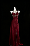 Luxury Mermaid Navy Blue Beaded Slit Evening Dress Formal Prom Dress For Party Gown HZ0311