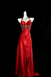 Luxury Mermaid Navy Blue Beaded Slit Evening Dress Formal Prom Dress For Party Gown HZ0311