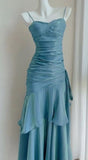 Elegant Mermaid Spaghetti Straps Burgundy Chiffon Long Prom Dress Formal Evening Dresses HZ0311