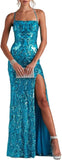 Classy Tiffany Blue Sequins Dress Formal Mermaid Prom Outfit Weddings Long Party Dresses HZ0311