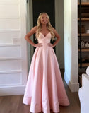 Unique A line Spaghetti Straps Pale Yellow Satin Long Prom Dresses Formal Gown Inspo Evening Outfit HZ0311
