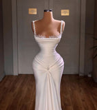 Modest Mermaid Sweetheart Pearls White Prom Dresses With Beads Gem Lilac Evening Party Formal Gown 20th Birthday Outfits HZ0311